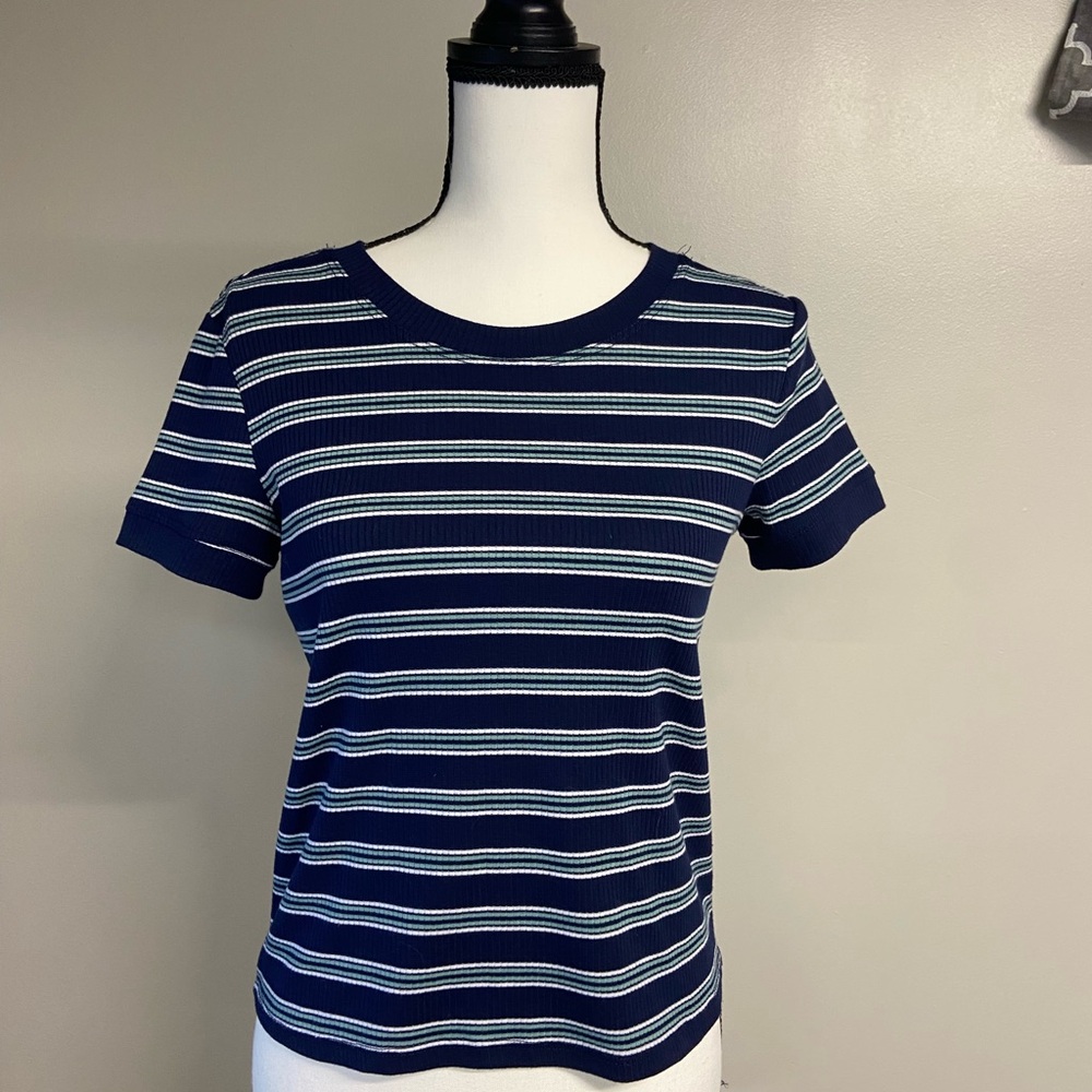 Hippie Rose Blue Fitted Ribbed Short Sleeve T-Shirt